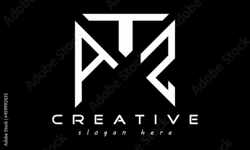 geometric monogram letters ATS logo design vector, business logo, icon shape logo, rectangle squire polygon letters modern unique minimalist creative logo design, vector template