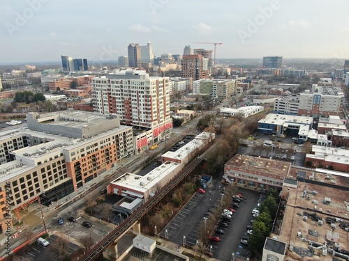 drone shots of downtown raleigh