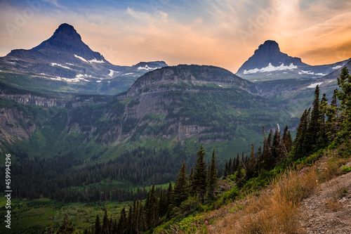 Beautiful Sunset Views on the Going-to-the-Sun Road, Glacier National Park, Montana © Stephen