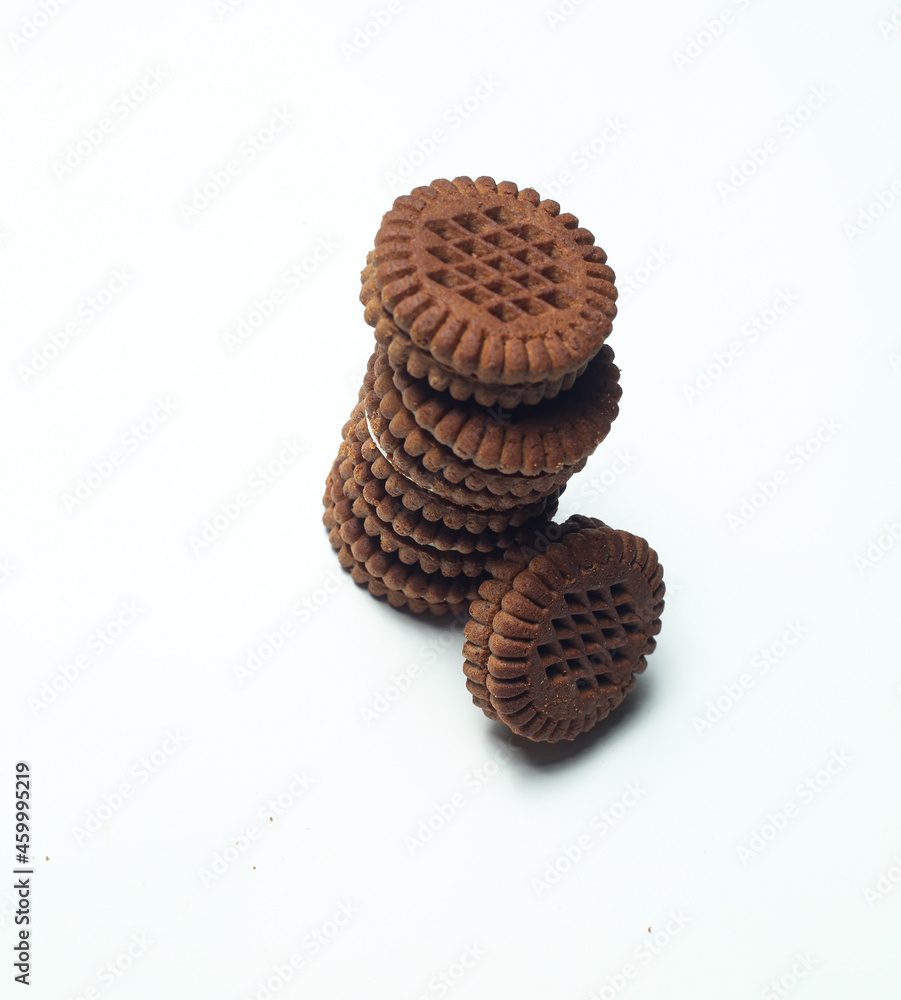 biscuits with milk cream isolated on white background