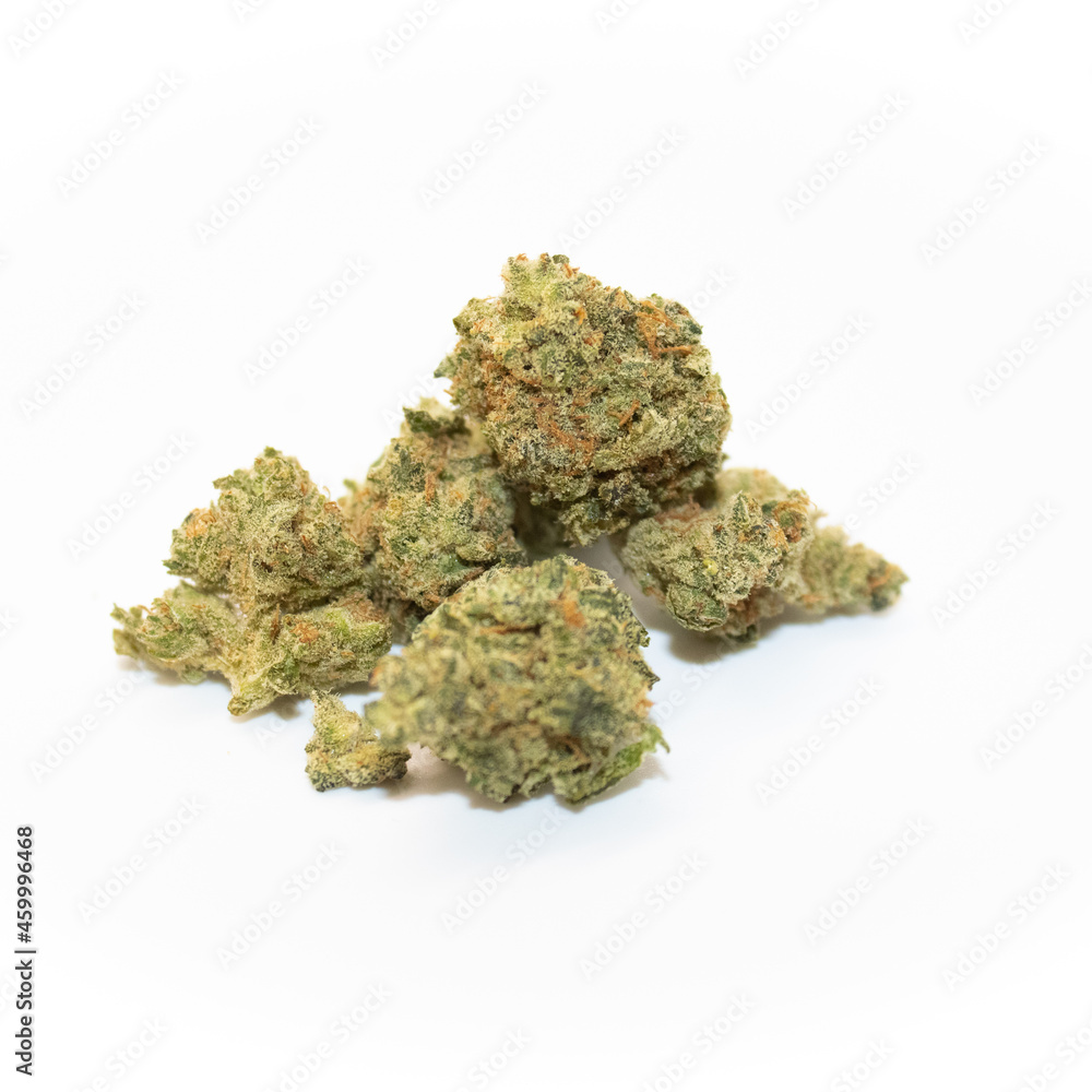 Golden Goat Cannabis Flower on White Background Golden Goat Cannabis Flower on White Background