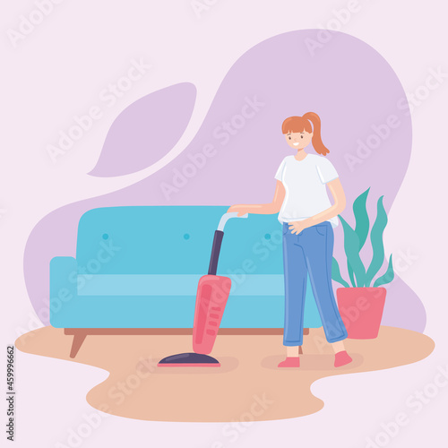 woman cleaning a home