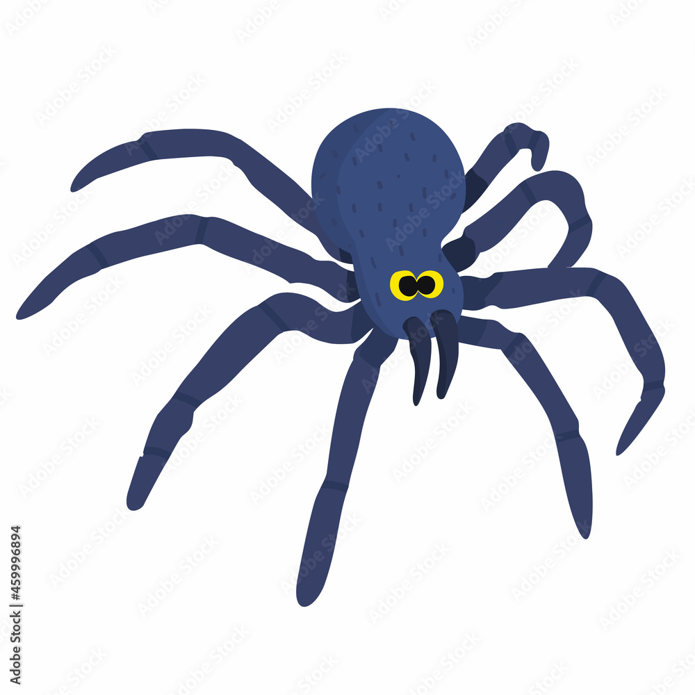Vector illustration Halloween spider. Hand draw cute blue spider isolated on white background. Element for Halloween design. Stylized fantastic steam-pank spider Vector illustration Halloween spider. Hand draw cute blue spider isolated on white background. Element for Halloween design. Stylized fantastic steam-pank spider