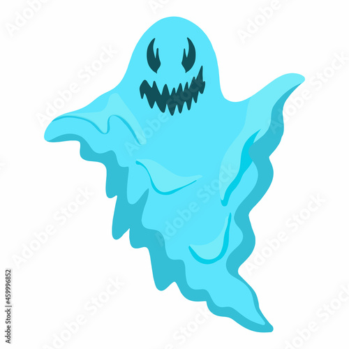 Vector illustration of a cute Halloween ghost. Hand-drawn good ghost. Smiling holiday ghost