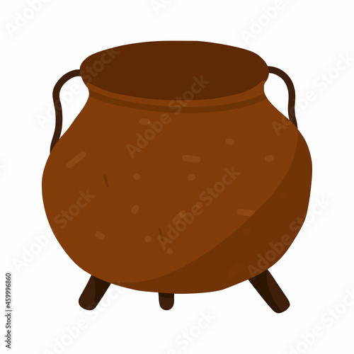 Hand drawn magic caulderon Halloween. Carton vector illustration pot for Halloween