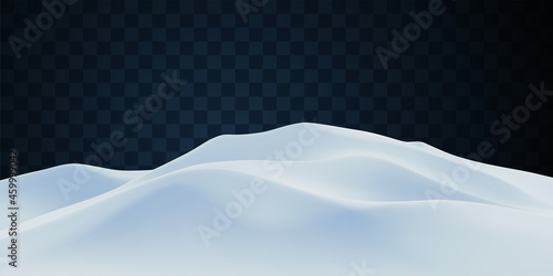 Snowy landscape isolated on light transparent background. photo