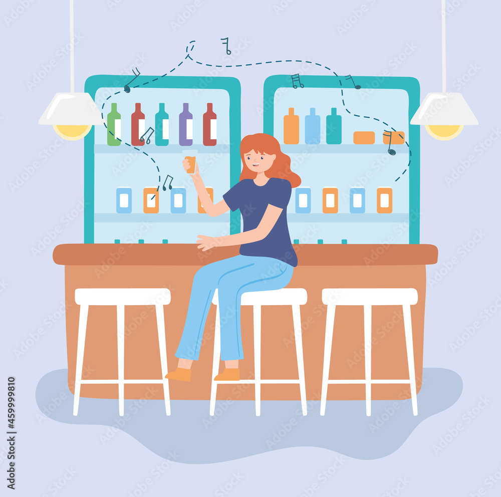 woman drinking in a bar