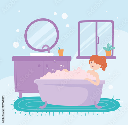 woman taking bath