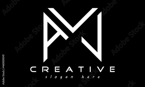 geometric monogram letters AVL logo design vector, business logo, icon shape logo, rectangle squire polygon letters modern unique minimalist creative logo design, vector template