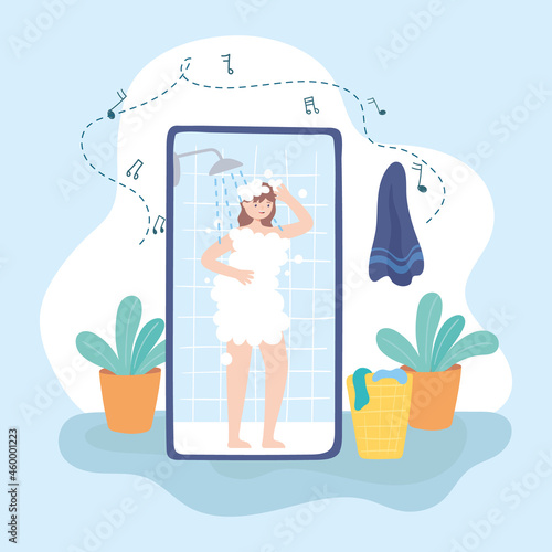 woman taking a bathing