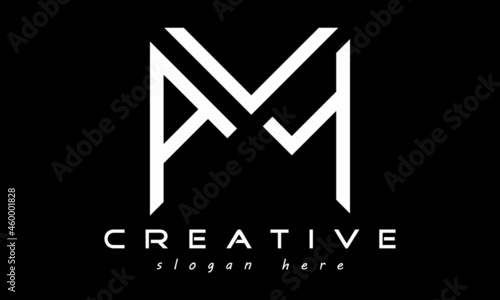 geometric monogram letters AVY logo design vector, business logo, icon shape logo, rectangle squire polygon letters modern unique minimalist creative logo design, vector template
