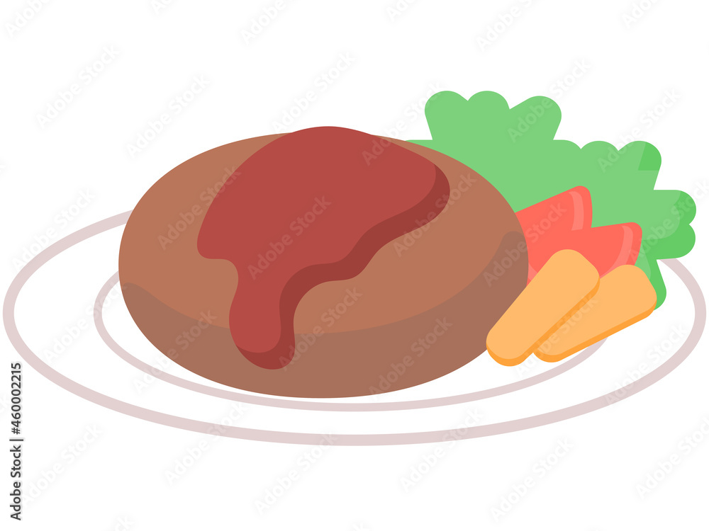ソースがかかったハンバーグの美味しそうなシンプルイラスト ソースがかかったハンバーグの美味しそうなシンプルイラスト