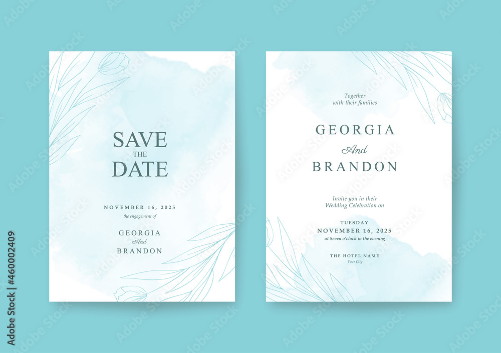 Beautiful and minimalist tosca Wedding invitation template