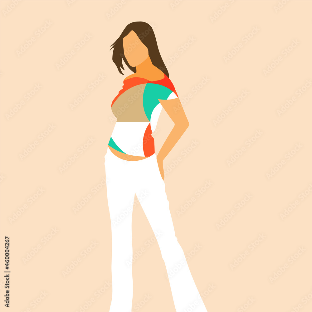 Simple and colorful illustration with fashion girl. Simple and colorful illustration with fashion girl.