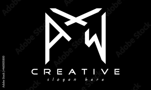 geometric monogram letters AXW logo design vector, business logo, icon shape logo, rectangle squire polygon letters modern unique minimalist creative logo design, vector template