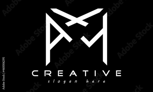 geometric monogram letters AXY logo design vector, business logo, icon shape logo, rectangle squire polygon letters modern unique minimalist creative logo design, vector template