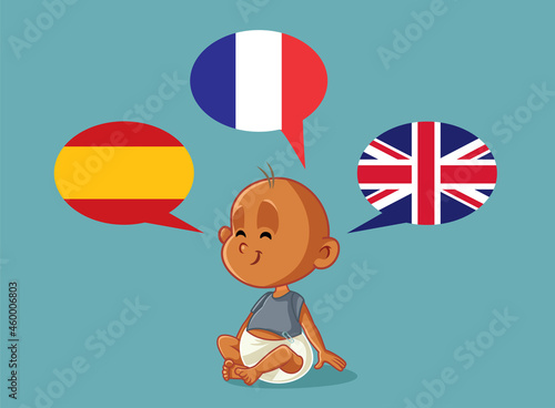 Multilingual Baby Vector Cartoon Illustration photo