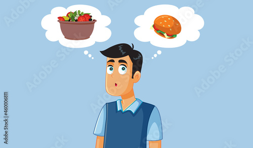 Man Thinking what to Eat Vector Illustration