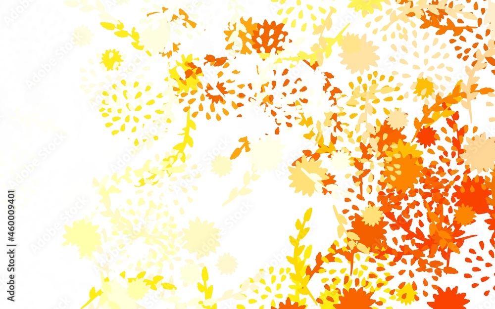 Light Yellow vector doodle pattern with flowers Light Yellow vector doodle pattern with flowers