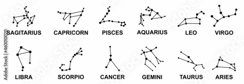 constellation icon set, star zodiac icon set, constellations vector sign symbol