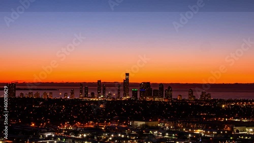 Sunrise timelapse of Etobicoke, Toronto skyline and Lake Ontario. photo