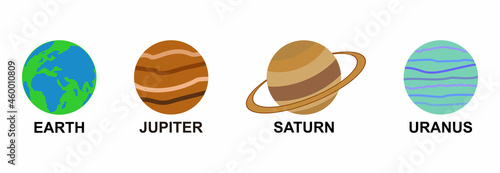 planet icon set, solar system icon set vector symbol flat design