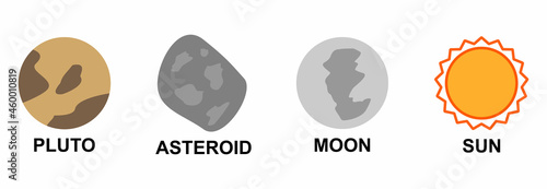 planet icon set, solar system icon set vector symbol flat design