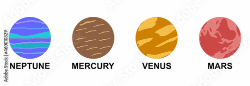 planet icon set, solar system icon set vector symbol flat design