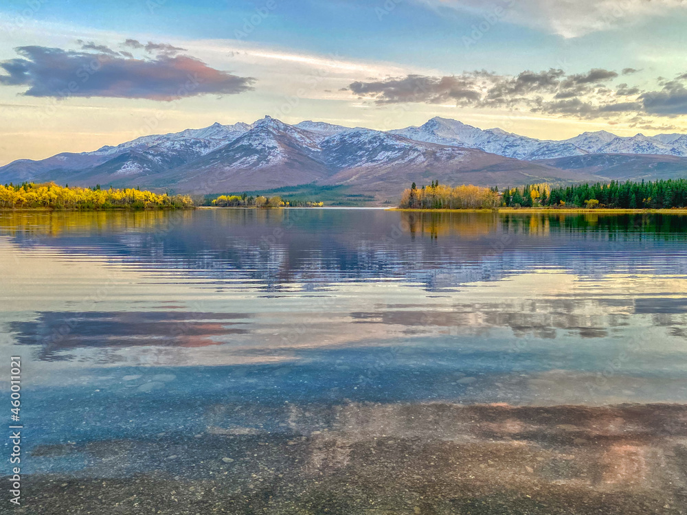 Beautiful Scene of Otto Lake in the Foreground of the Alaska Range - taken in Healy, Alaska