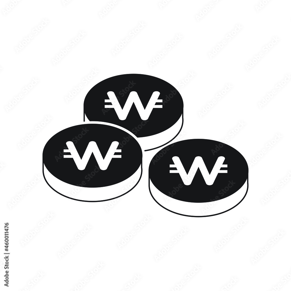 Korean Won icon design isolated on white background. Korean Won icon design isolated on white background.