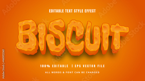 Biscuit Playful 3d Text Style Effect. Editable illustrator text style.
