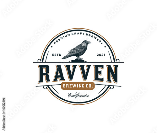 Handrawn ravven logo for brewing company