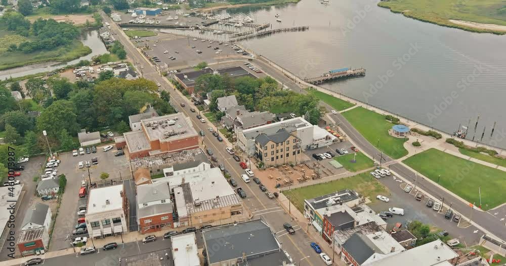 Aerial view of the seaside residential area beach town at in NJ US Aerial view of the seaside residential area beach town at in NJ US