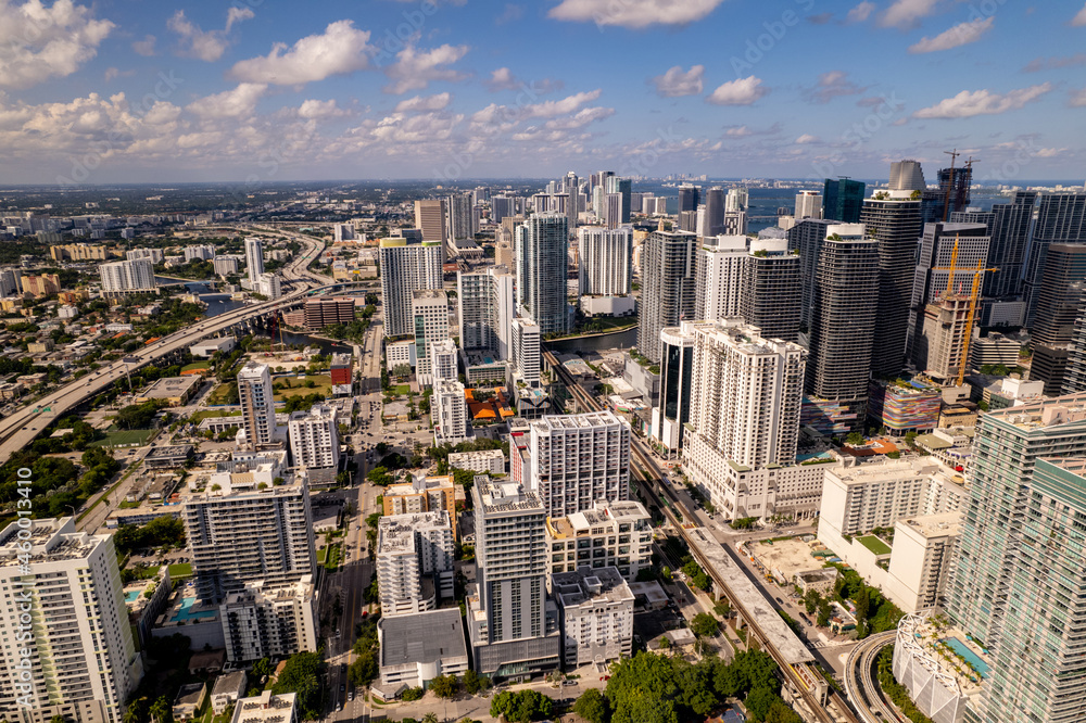 Aerial drone photo Downtown Miami Florida USA