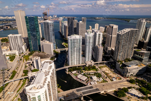 Aerial drone photo Downtown Miami Florida USA