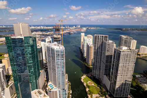 Aerial drone photo Downtown Miami Florida USA