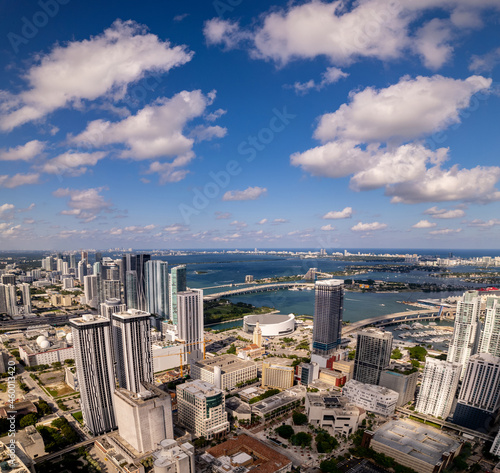 Aerial vertorama Downtown Miami FL USA photo