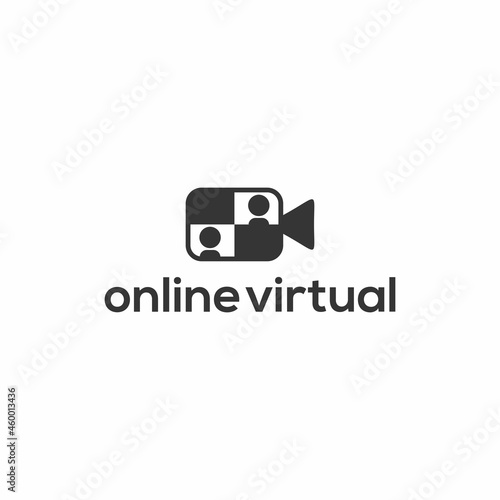 virtual video chat, online meeting icon vector, interview zoom