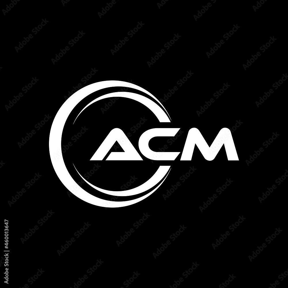 ACM letter logo design with black background in illustrator, vector ...