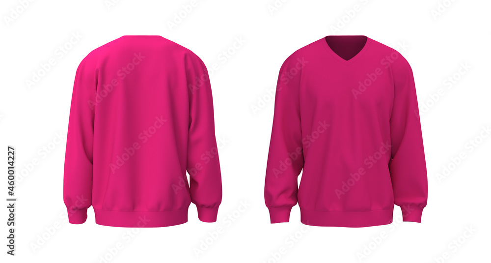 Oversized sweatshirt mock up in front, and back views. 3d rendering, 3d illustration Oversized sweatshirt mock up in front, and back views. 3d rendering, 3d illustration