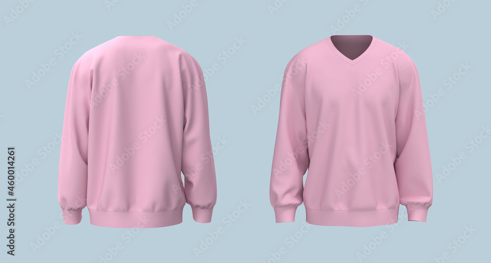 Oversized sweatshirt mock up in front, and back views. 3d rendering, 3d illustration Oversized sweatshirt mock up in front, and back views. 3d rendering, 3d illustration