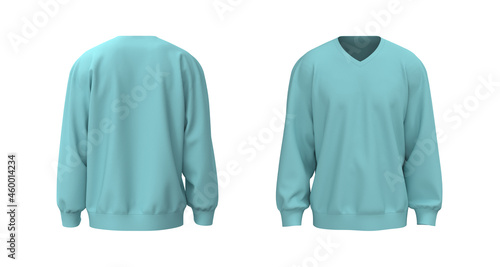 Oversized sweatshirt mock up in front, and back views. 3d rendering, 3d illustration