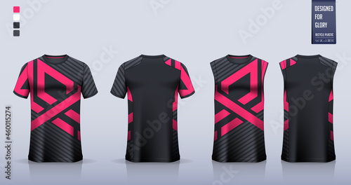 T-shirt sport, Soccer jersey, football kit, basketball uniform, tank top, and running singlet mockup. Fabric pattern design. Vector.