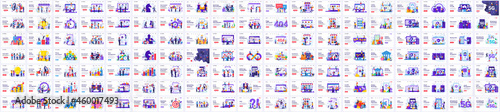 Mega Collection of Business concept flat vector illustration. Set of Landing page design concept of Marketing, Team Metaphor, Ecommerce, Technology templates vector illustration