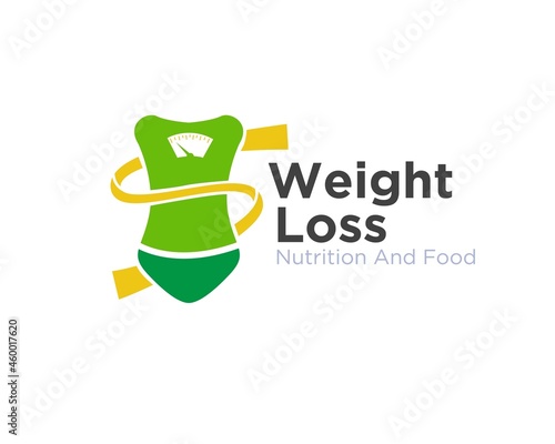 scales and body weight loss measurement logo designs for slimming body and nutrition body fit