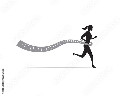 running women for weight loss logo design with tape body
