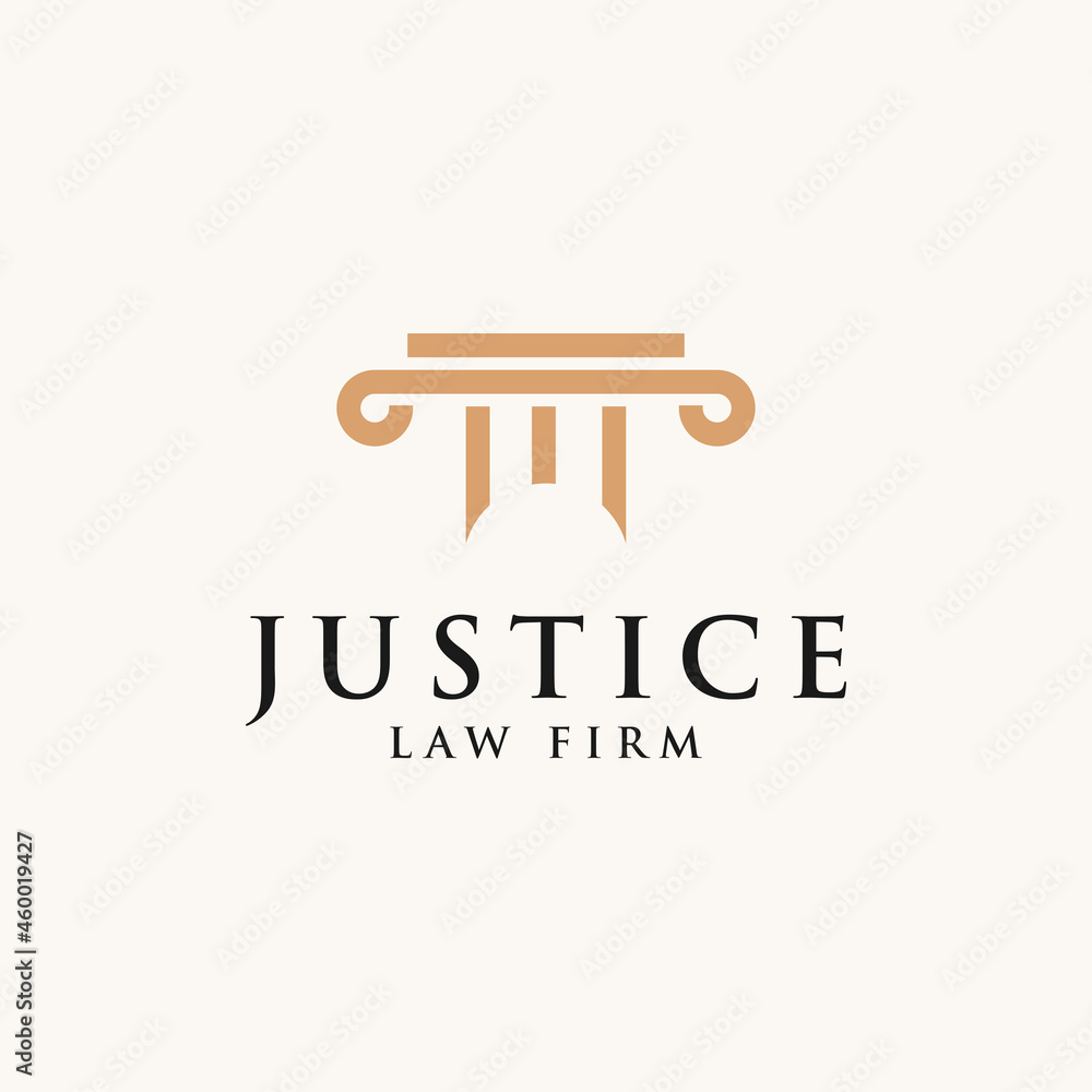 justice law logo design template. attorney logo with pillar shape illustration justice law logo design template. attorney logo with pillar shape illustration