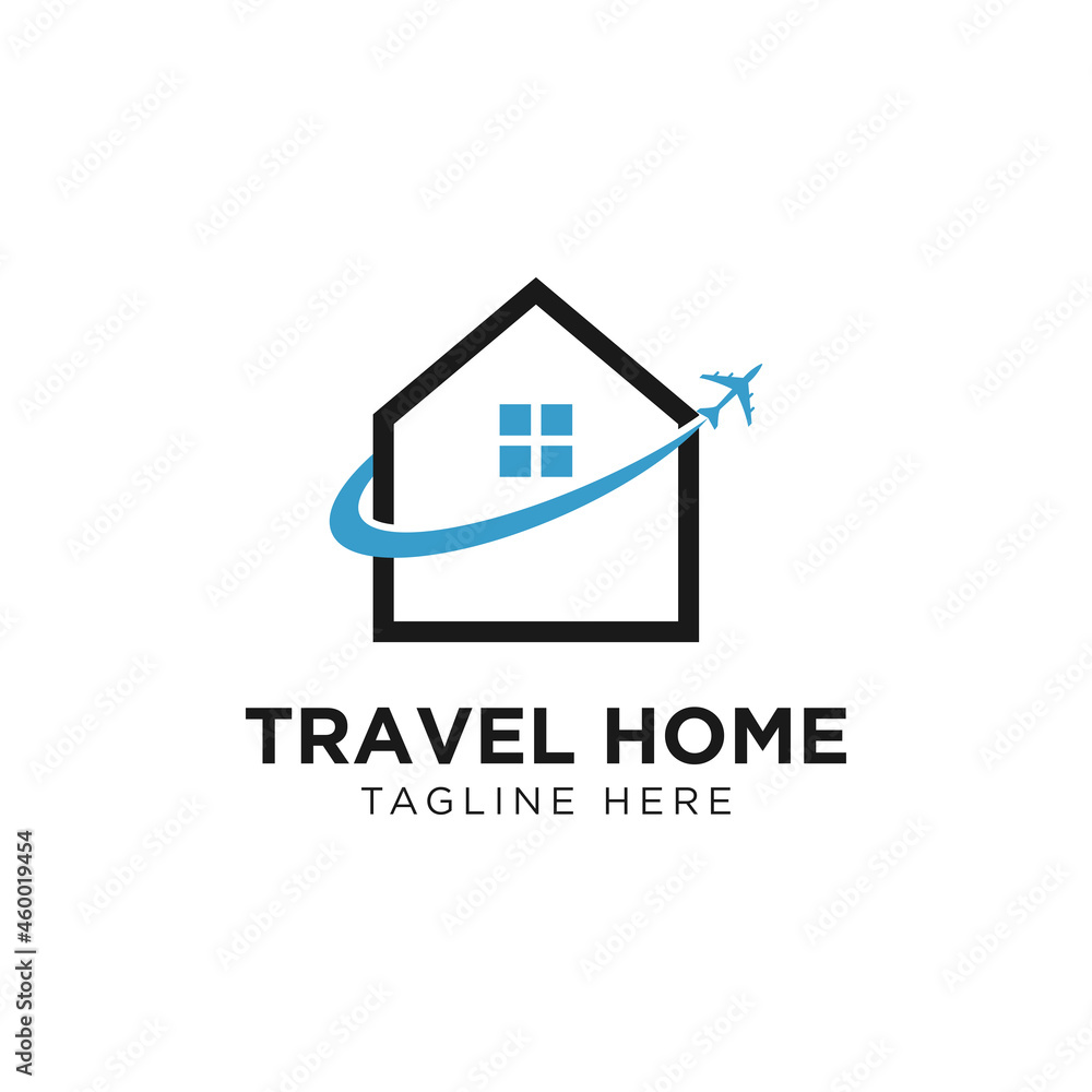 Home plane travel logo design template.Vector of real estate and plane logo combination
