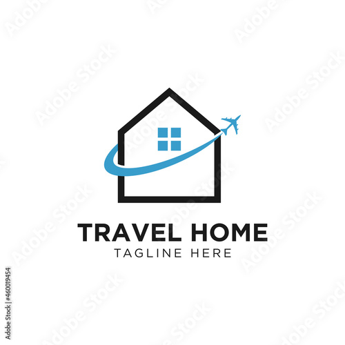 Home plane travel logo design template.Vector of real estate and plane logo combination