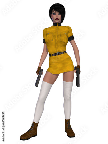3d illustration of a woman posing with guns © Andreas Meyer